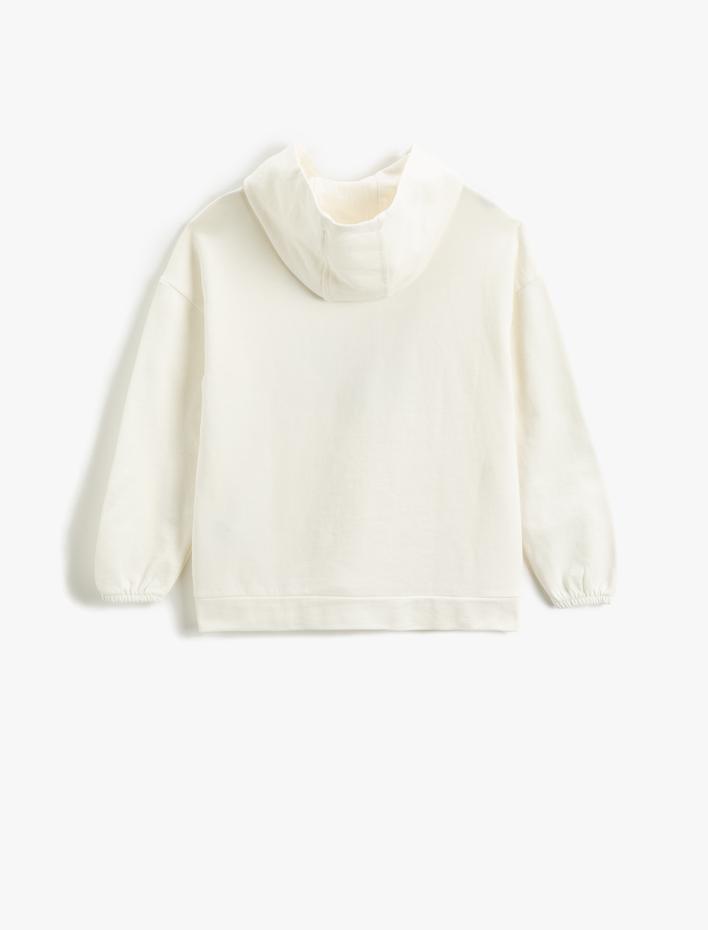 Kız Çocuk Oversize Sweatshirt Çiçek Baskılı Simli Uzun Kollu Şardonlu