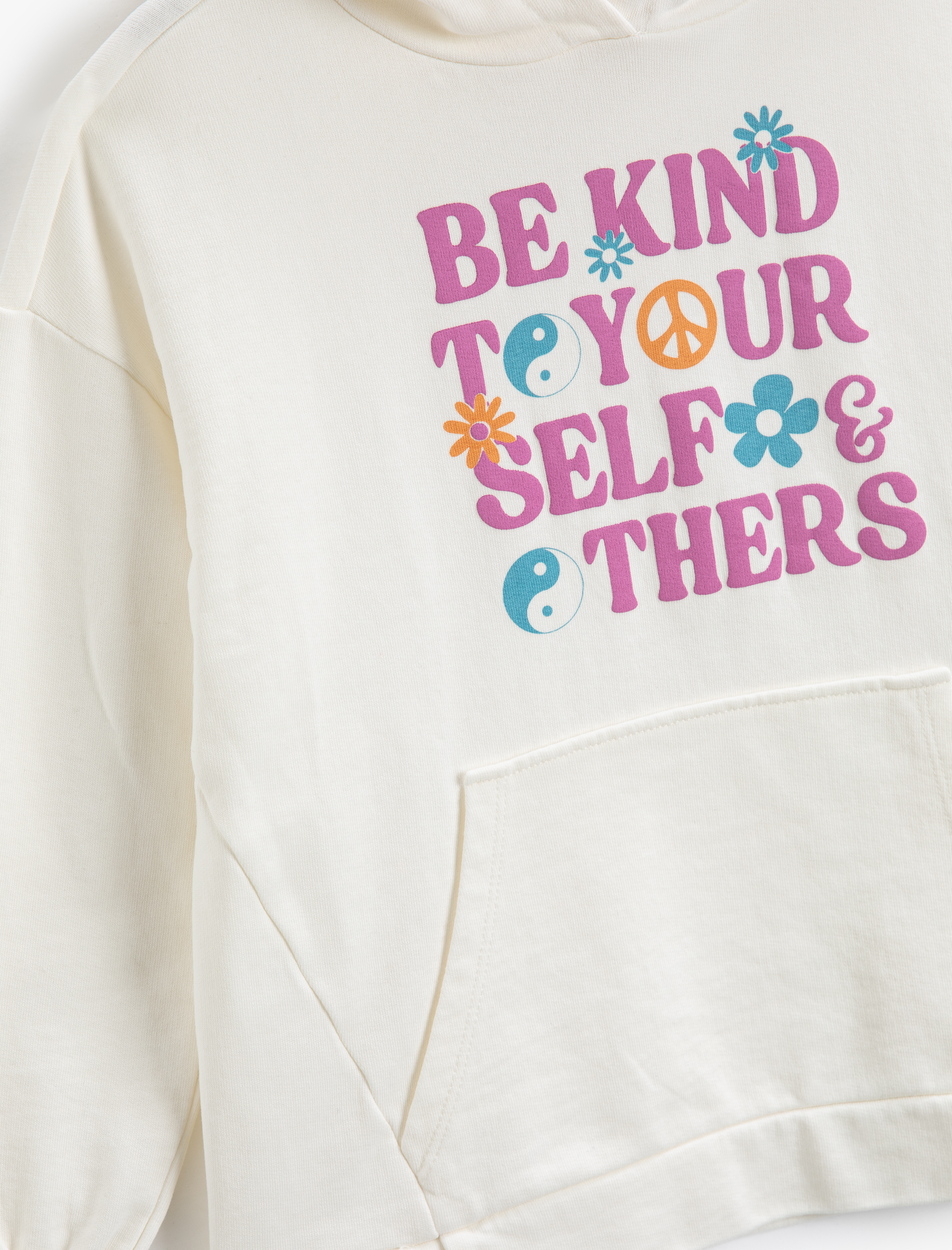  Kız Çocuk Oversize Sweatshirt Çiçek Baskılı Simli Uzun Kollu Şardonlu