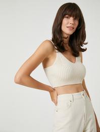 Crop Triko Atlet Askılı V Yaka