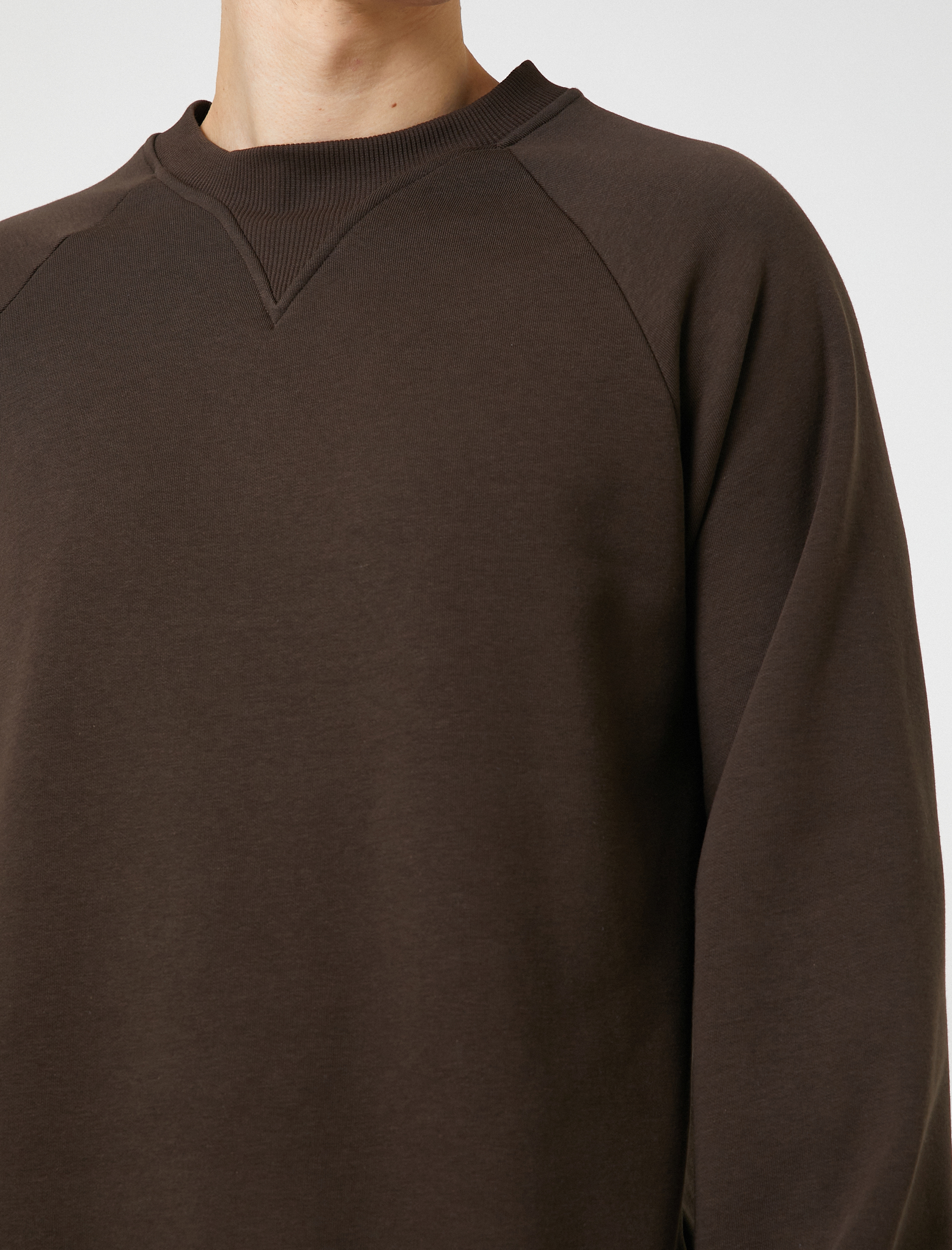   Bisiklet Yaka Sweatshirt Dikiş Detaylı Reglan Kol Şardonlu