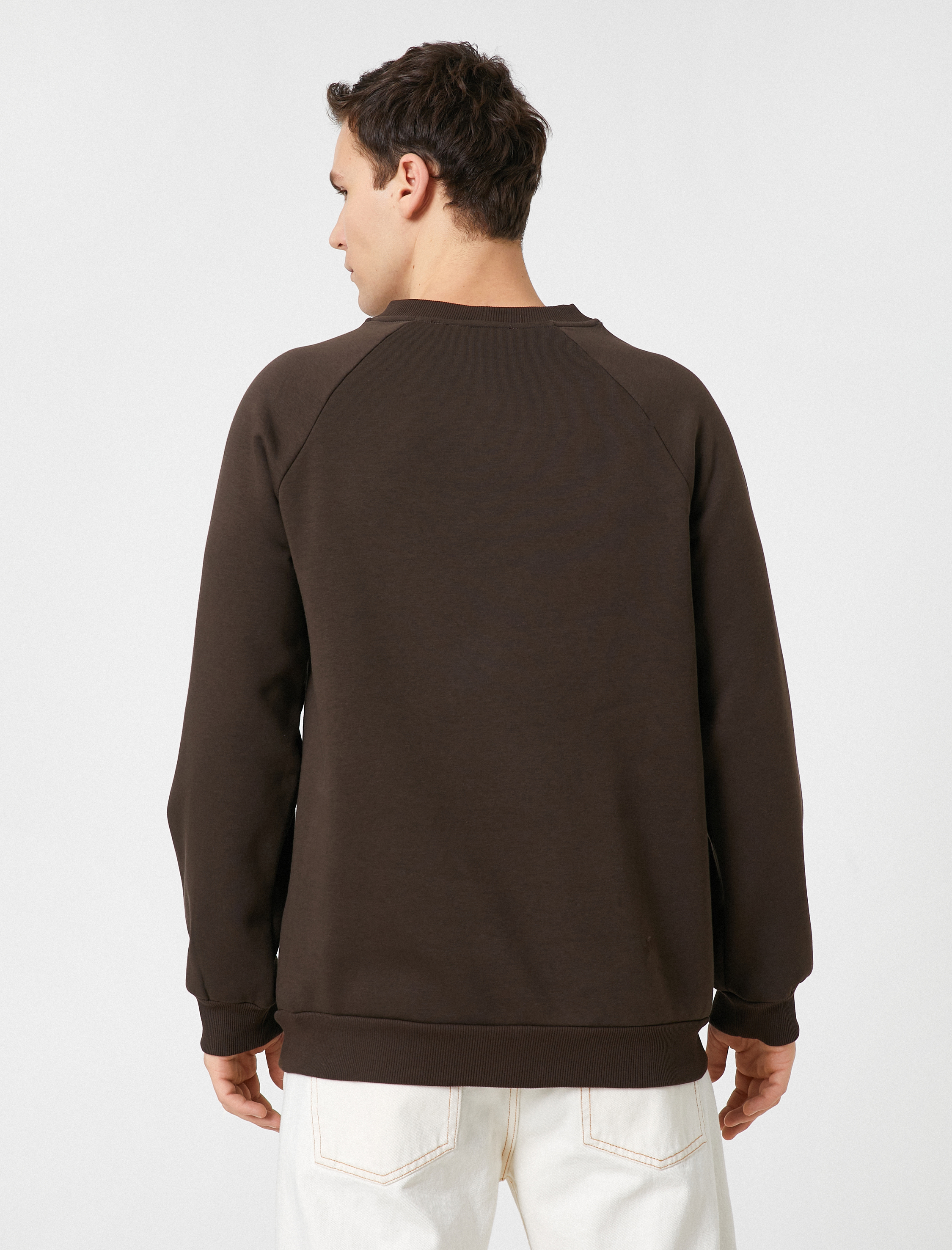   Bisiklet Yaka Sweatshirt Dikiş Detaylı Reglan Kol Şardonlu