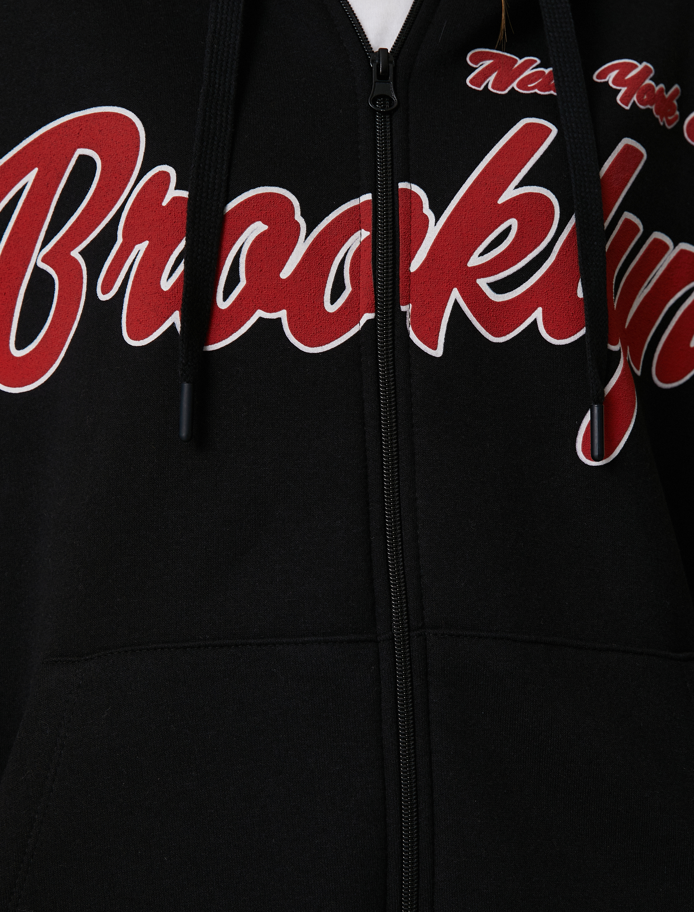   Kolej Sweatshirt Kapüşonlu Oversize Fermuarlı Baskılı Cep Detaylı