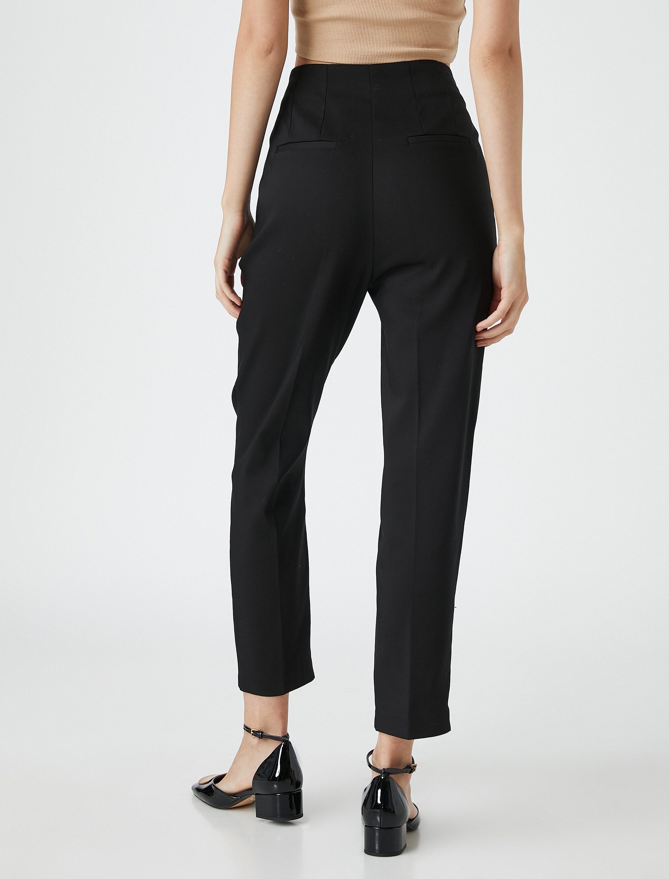   Dikiş Detaylı Kumaş Pantolon Yüksek Bel