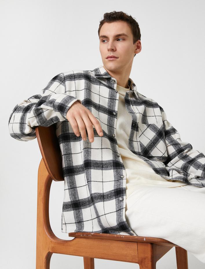  Oduncu Gömleği Klasik Yaka Cep Detaylı Düğmeli