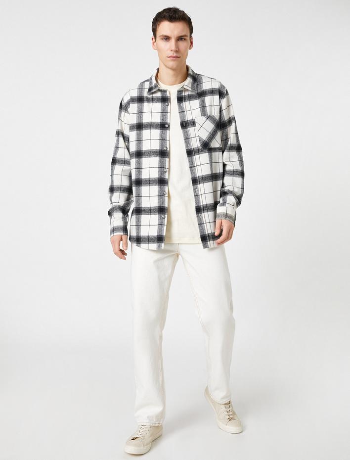  Oduncu Gömleği Klasik Yaka Cep Detaylı Düğmeli