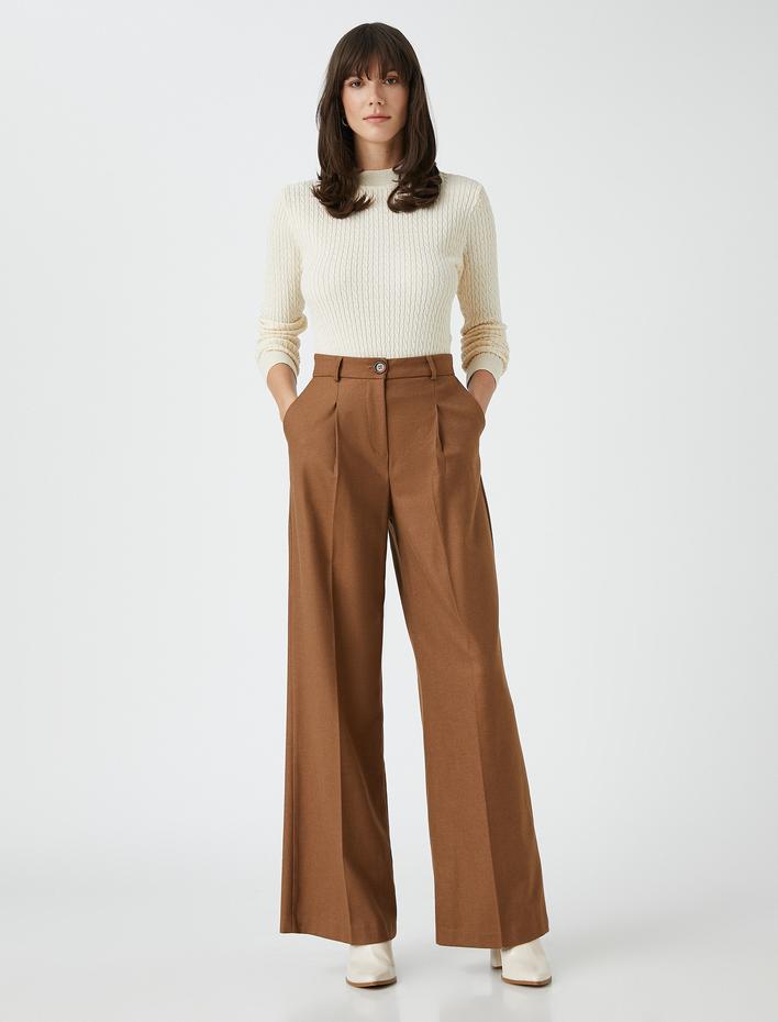  Dik Yaka Kazak Örgü Motifli Kaşmir Dokulu