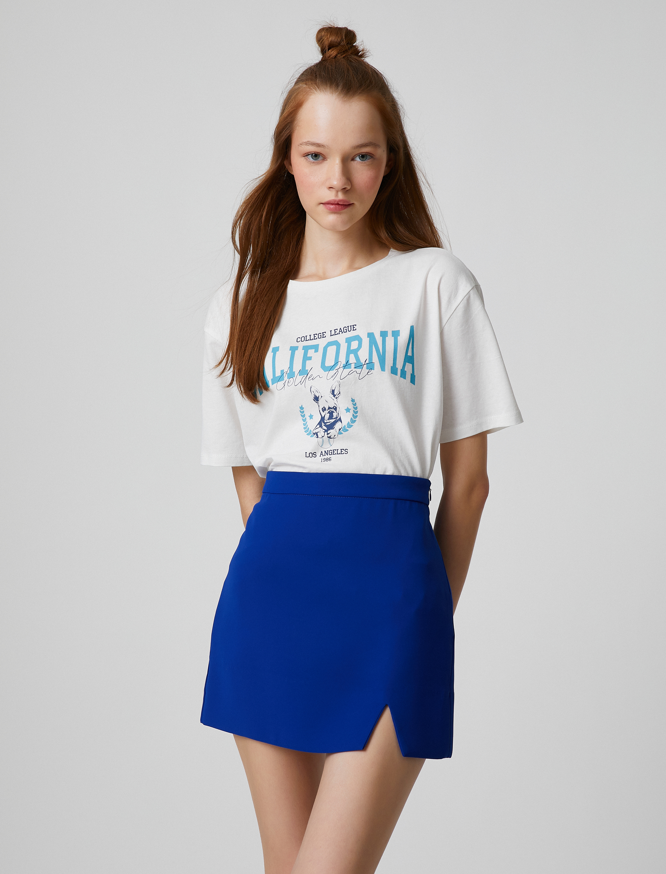   Kolej Tişört Kısa Kollu Bisiklet Yaka Baskılı