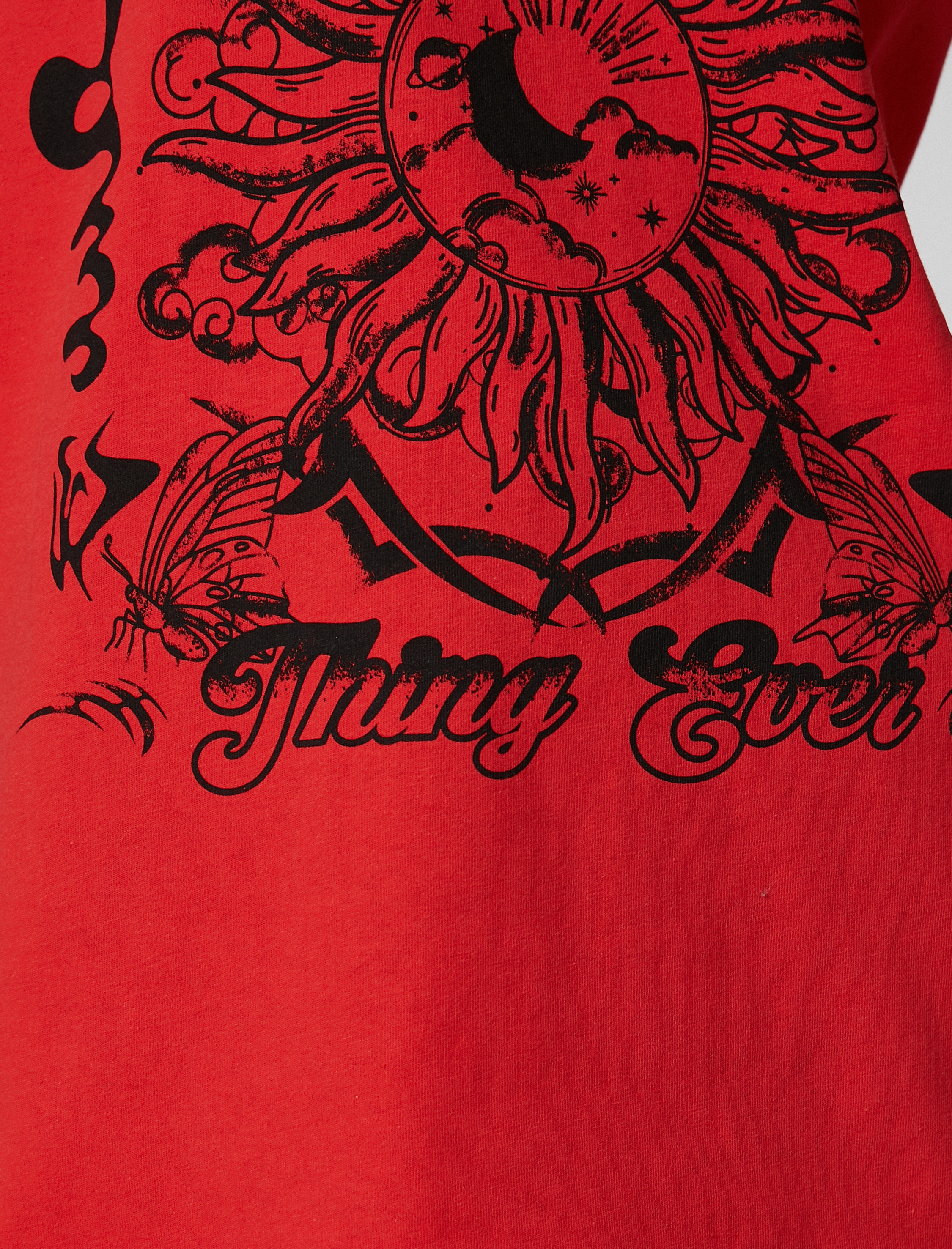   Baskılı Tişört Bisiklet Yaka Kısa Kollu Düz Kesim