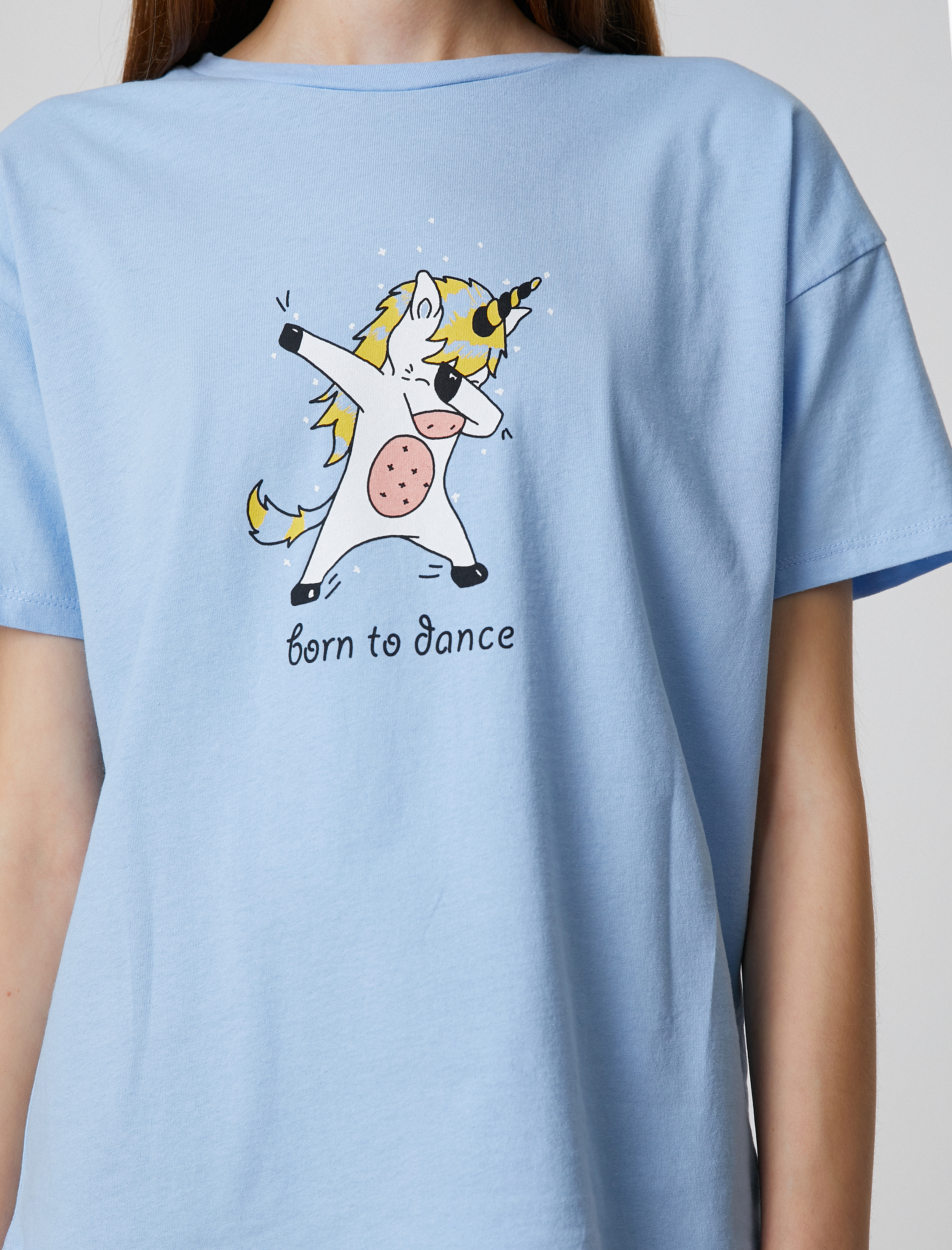   Slogan Baskılı Tişört Bisiklet Yaka Kısa Kollu