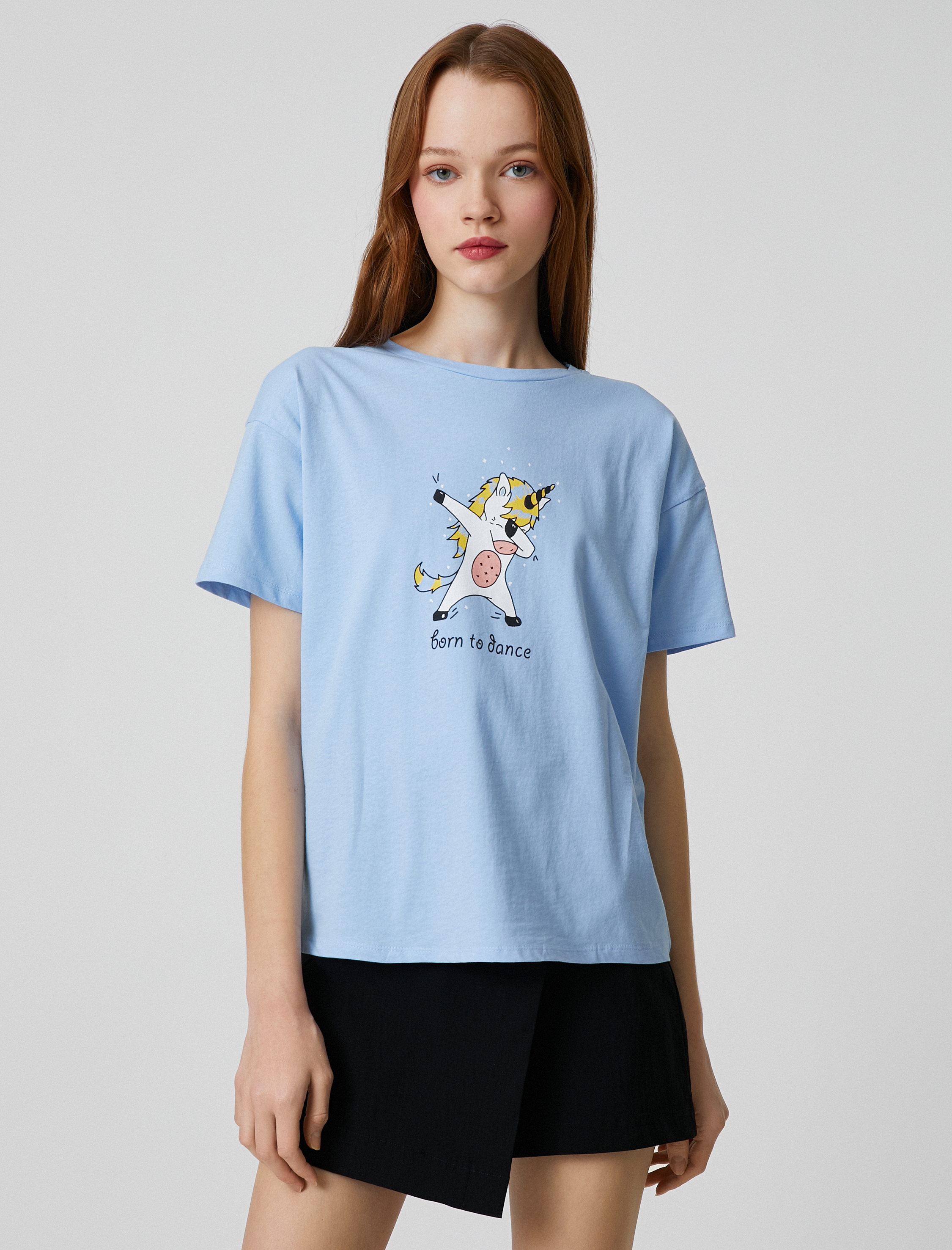   Slogan Baskılı Tişört Bisiklet Yaka Kısa Kollu