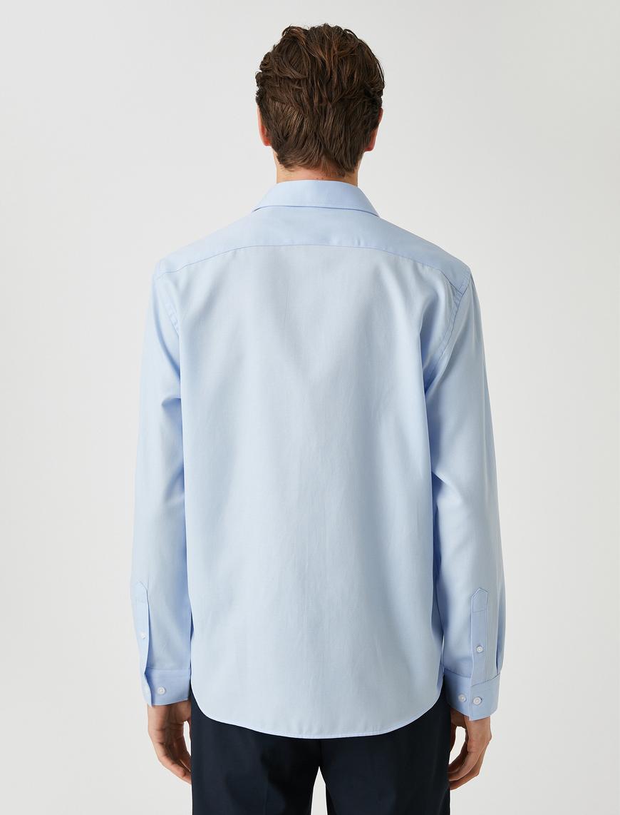   Basic Gömlek Klasik Manşet Yaka Uzun Kollu Dar Kesim Non Iron