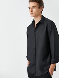 Basic Gömlek Klasik Manşet Yaka Uzun Kollu Dar Kesim Non Iron