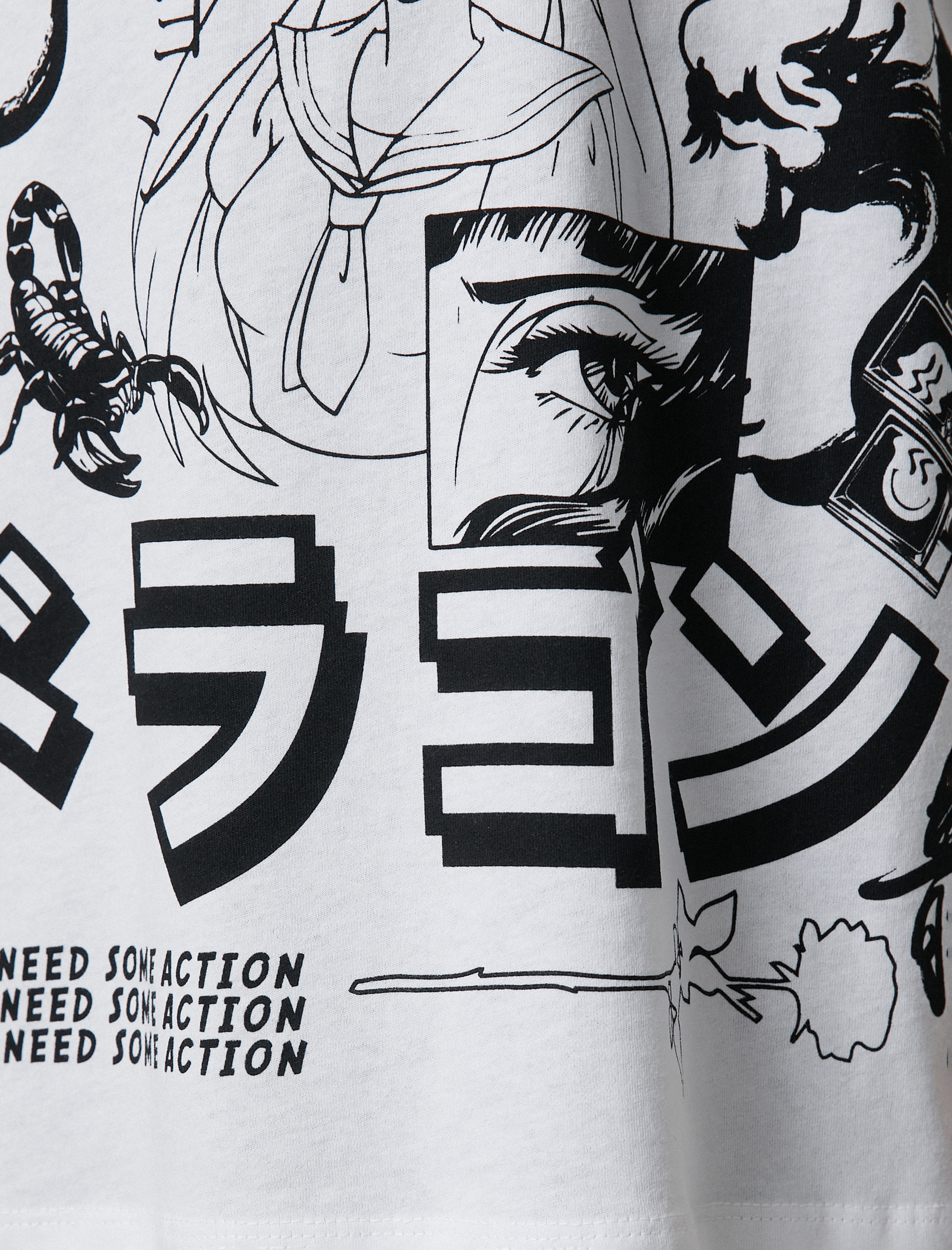   Oversize Tişört Kısa Kollu Uzak Doğu Baskılı Bisiklet Yaka