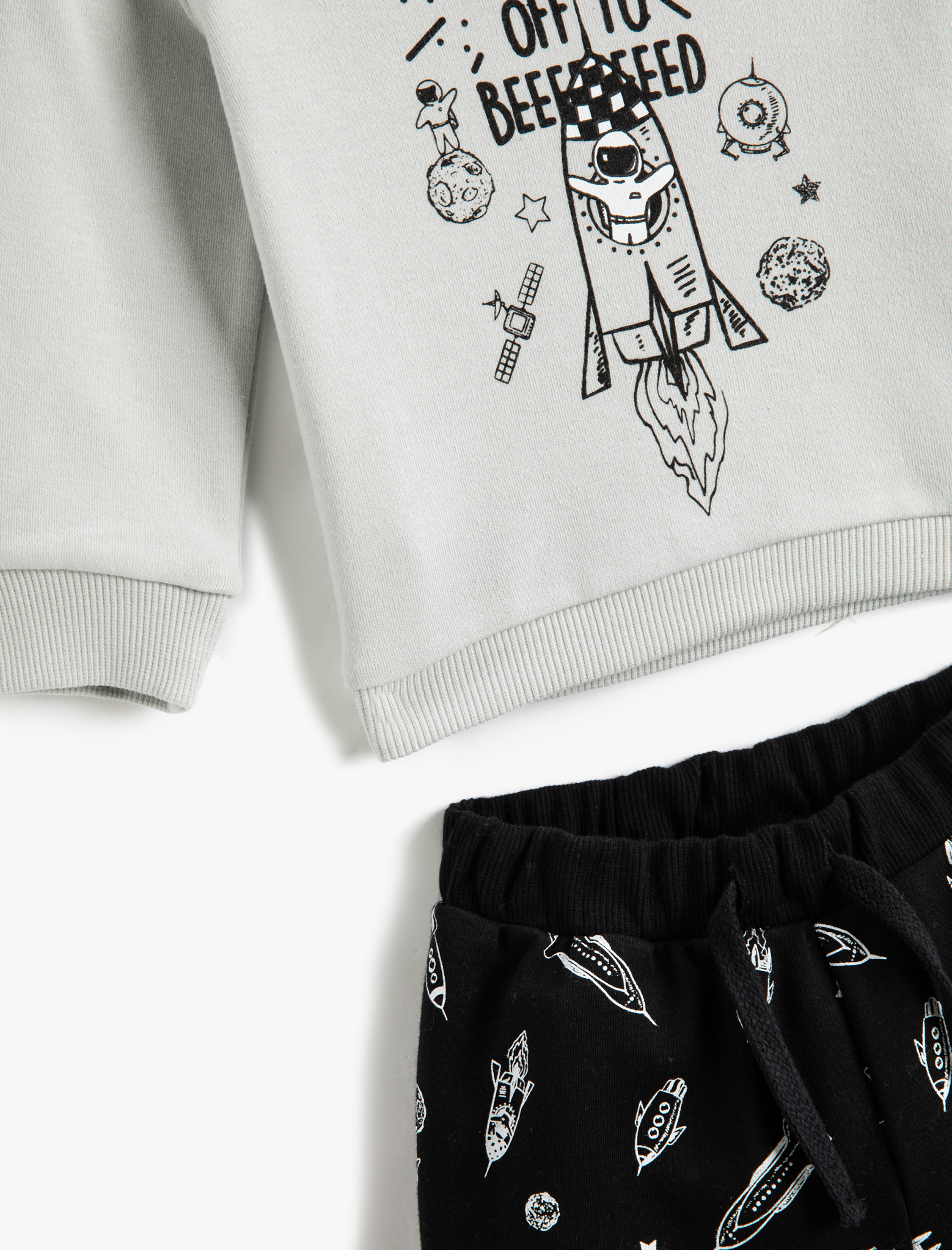  Erkek Bebek 2'li Eşofman Takımı Uzay Temalı Baskılı