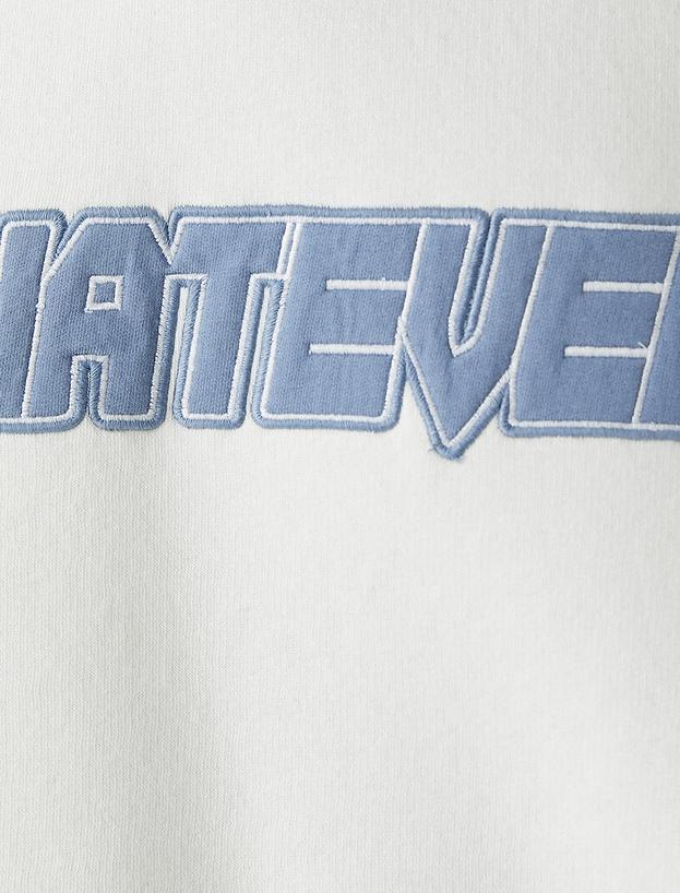   Kapşonlu Oversize Sweatshirt Slogan İşlemeli Cep Detaylı