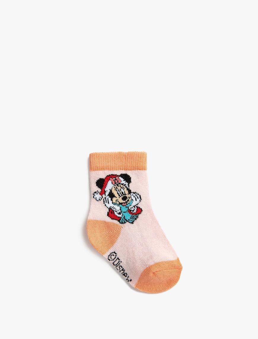  Kız Bebek Minnie Mouse Baskılı Çorap Lisanslı