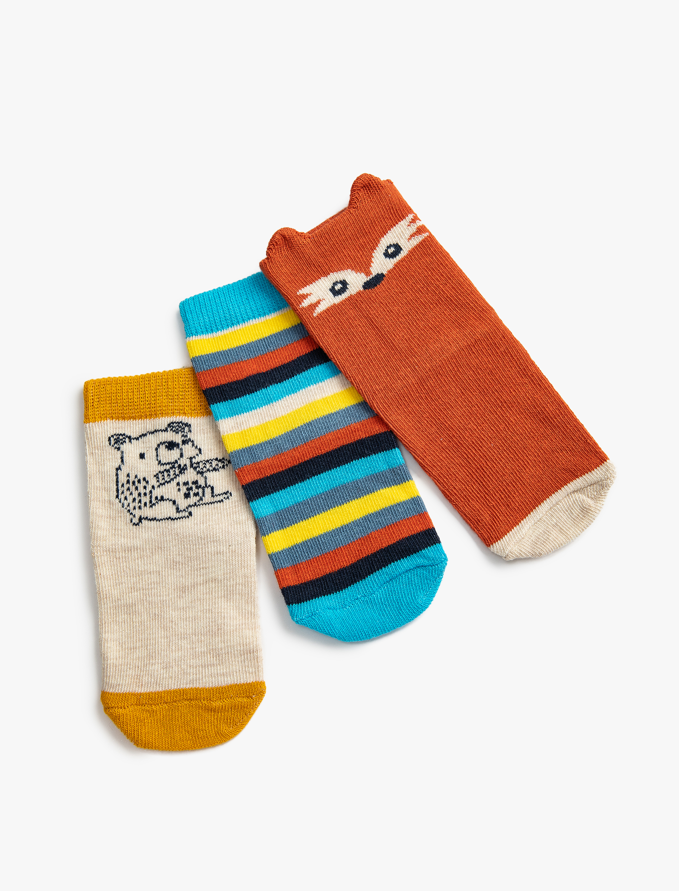 Erkek Bebek 3’lü Çok Renkli Çorap Seti