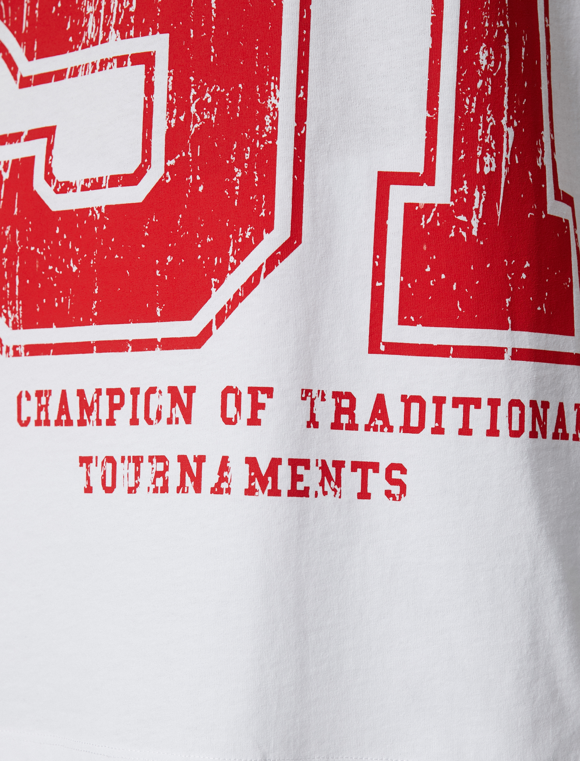   Oversize Tişört Kolej Baskılı Kısa Kollu Bisiklet Yaka