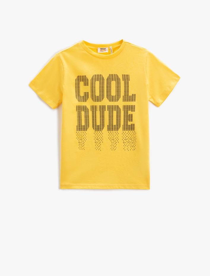 Erkek Çocuk Kısa Kollu Bisiklet Yaka Tişört Slogan Temalı Baskılı