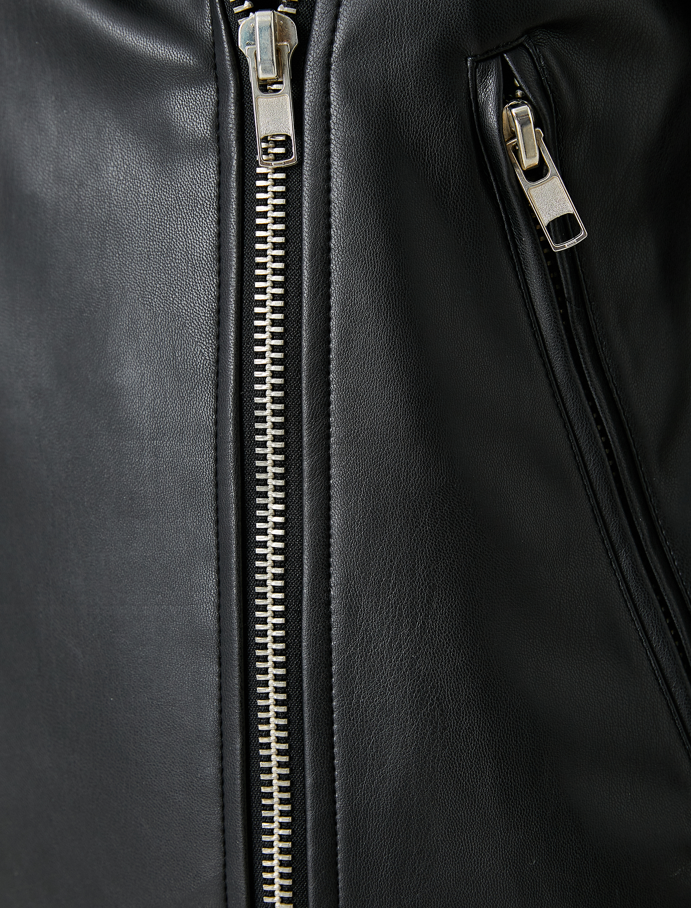   Suni Deri Fermuarlı Biker Ceket