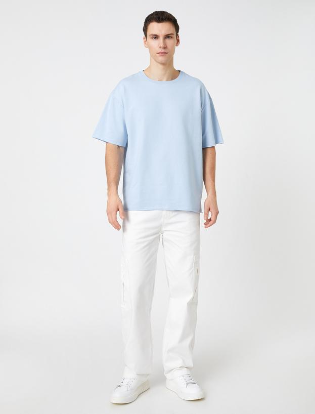   Basic Oversize Tişört Bisiklet Yaka Yarım Kollu