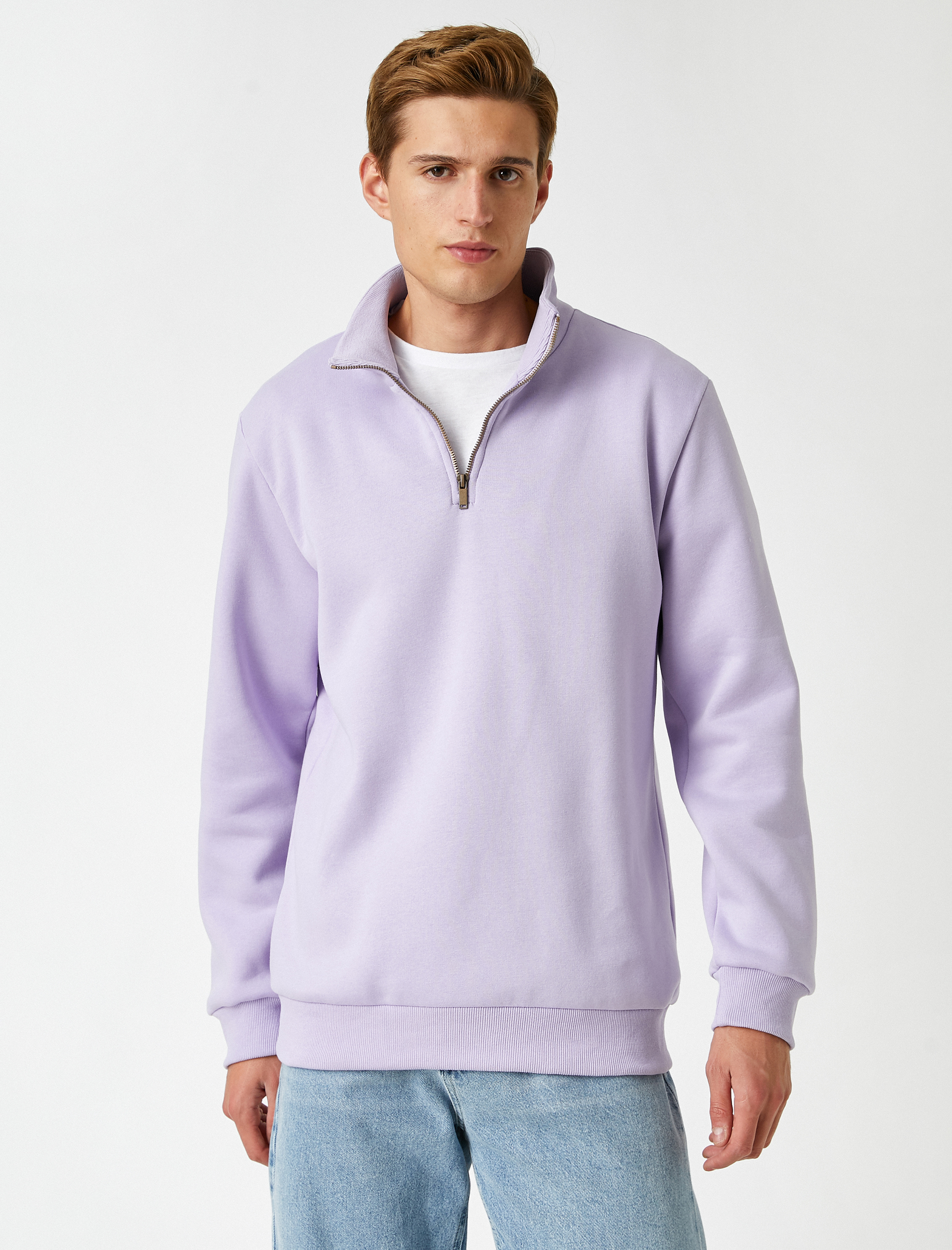   Yarım Fermuarlı Basic Sweatshirt