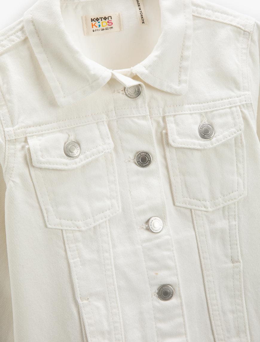  Kız Çocuk Oversize Kot Ceket Düğmeli Kapaklı Cep Detaylı