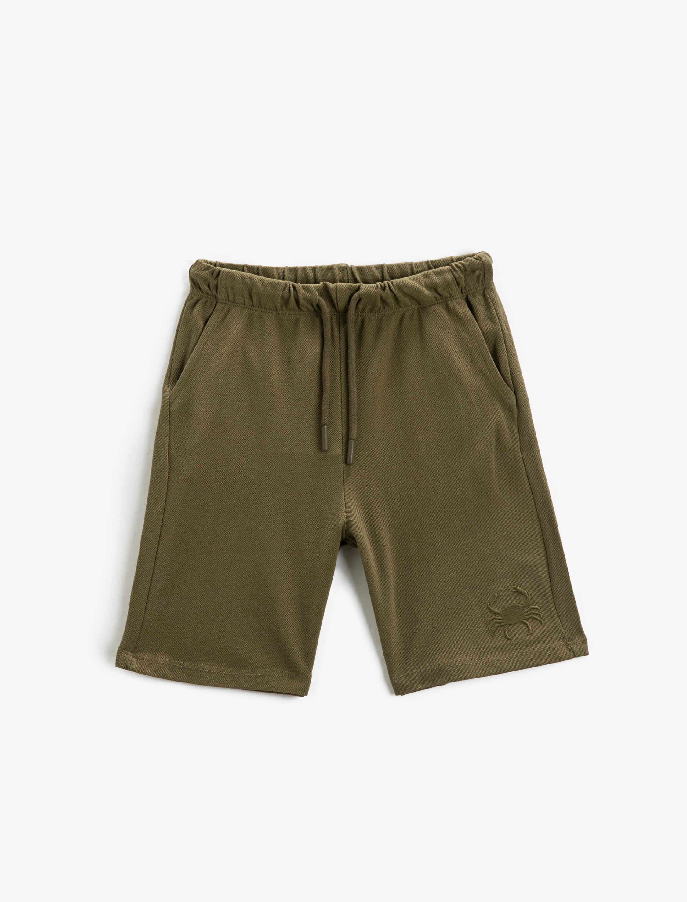  Erkek Çocuk Basic Şort Beli Bağlamalı Cepli Yengeç İşleme Detaylı