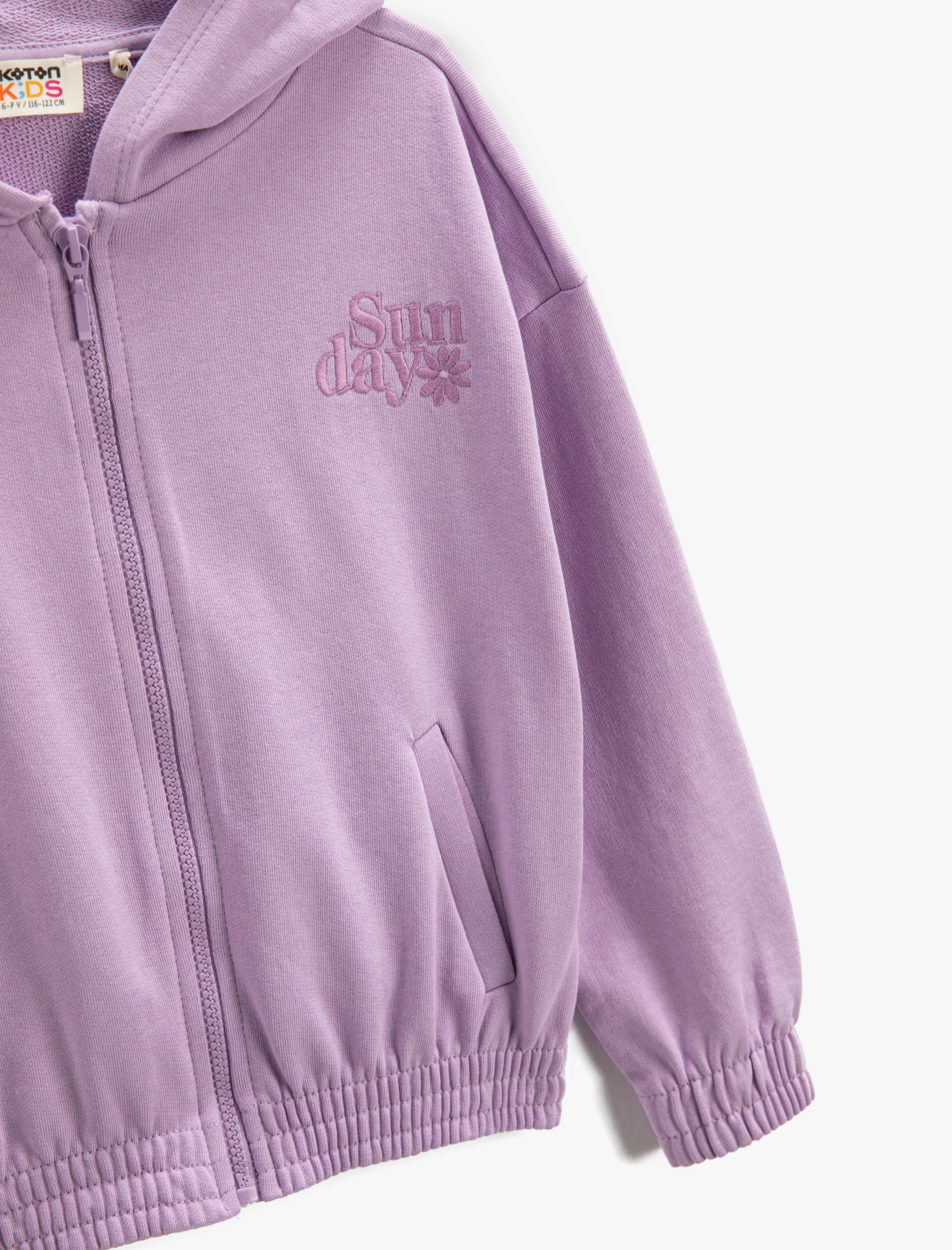  Kız Çocuk Fermuarlı Sweatshirt Kapşonlu Uzun Kollu Cepli