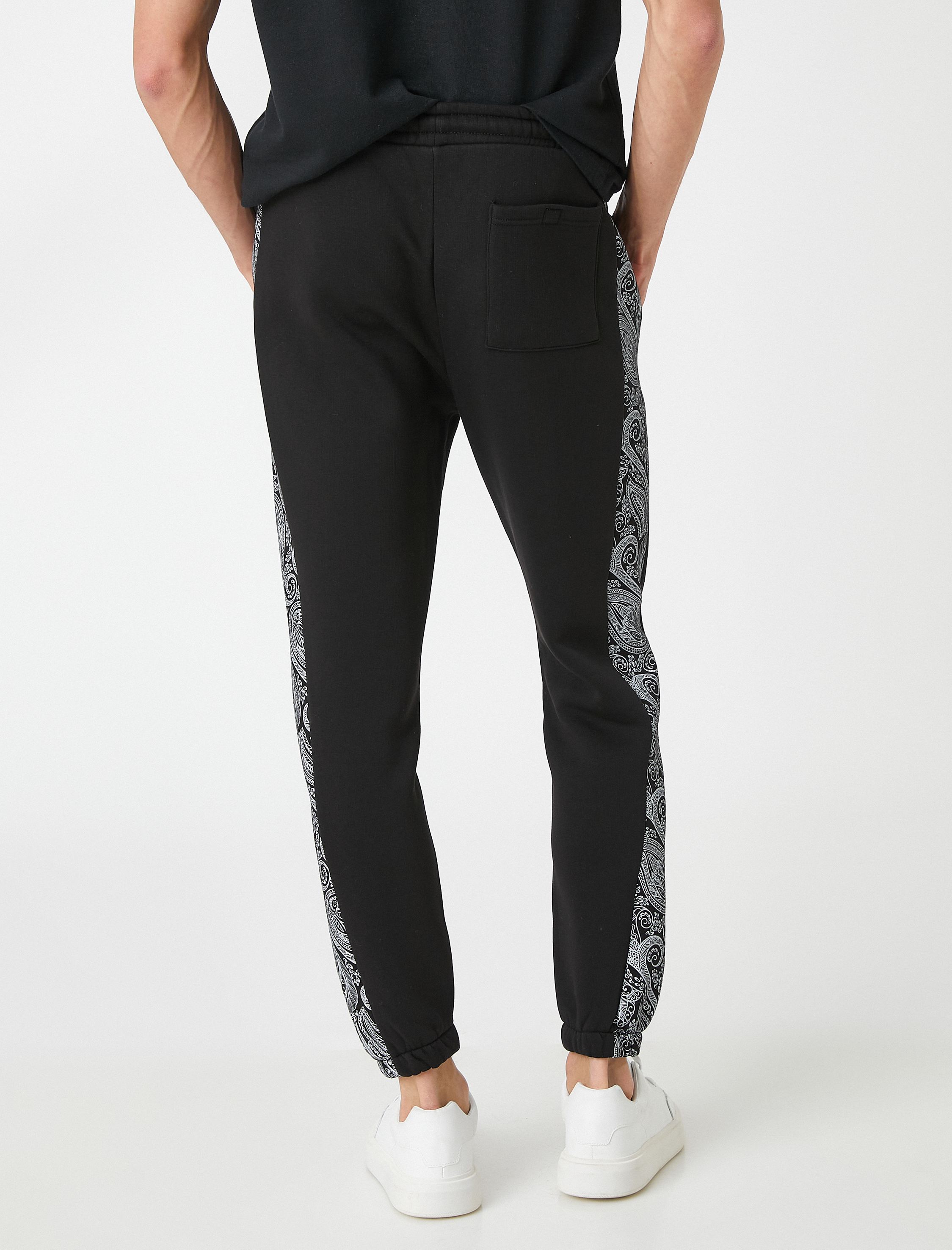   Jogger Eşofman Altı Şal Motifli Beli Bağcıklı Cepli