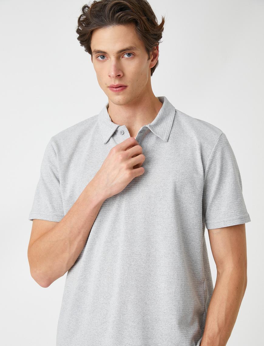   Basic Tişört Polo Yaka Düğmeli Kısa Kollu