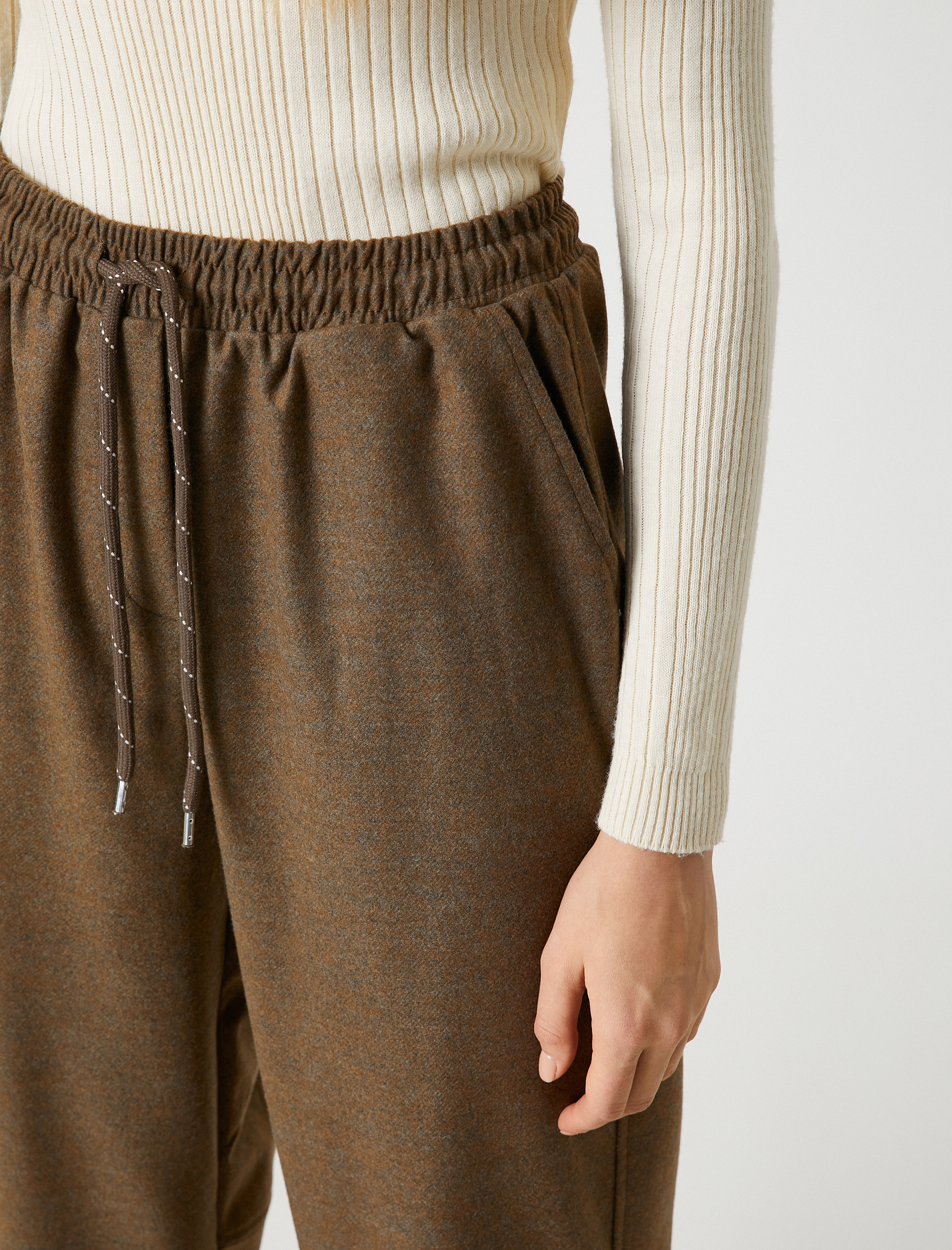   Jogger Pantolon Beli Lastikli Bağcıklı Kumaş