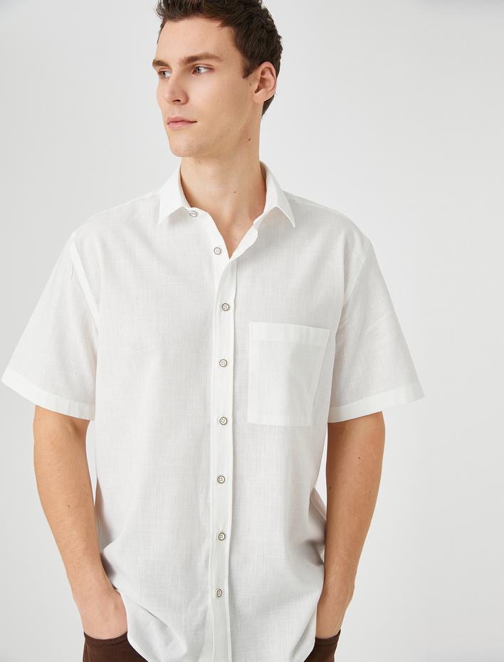  Yazlık Gömlek Kısa Kollu Klasik Yaka Cep Detaylı