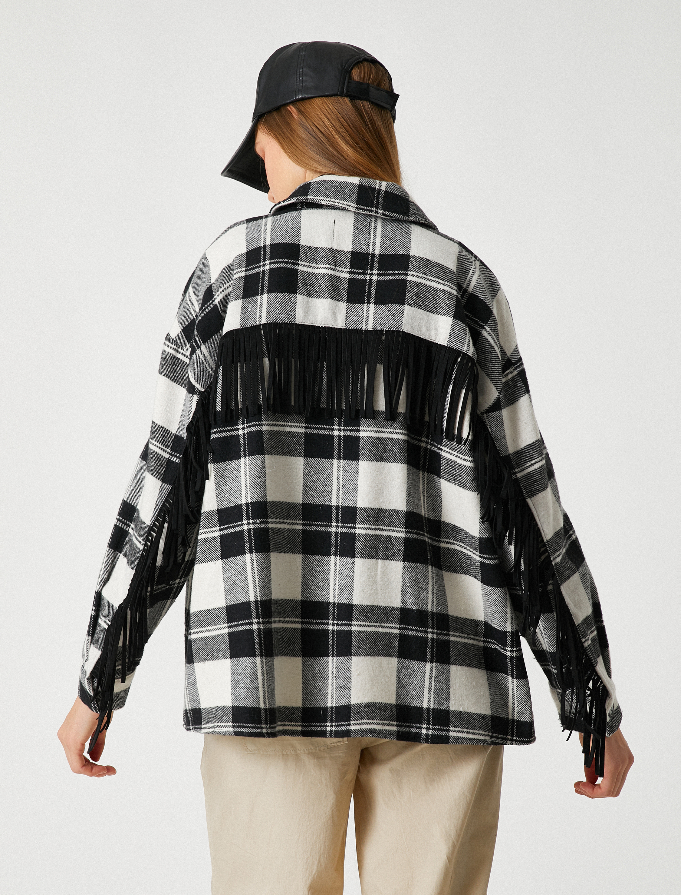   Oduncu Gömlek Ceket Püskül Detaylı Cepli Düğmeli