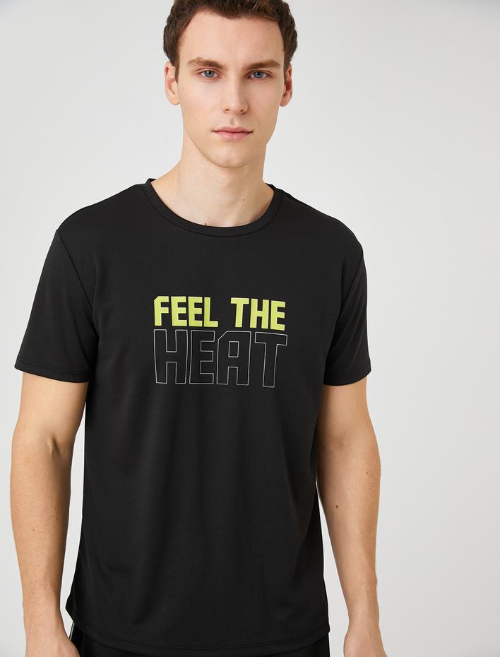  Spor Tişört Slogan Baskılı Bisiklet Yaka Kısa Kollu Nefes Alan Kumaş