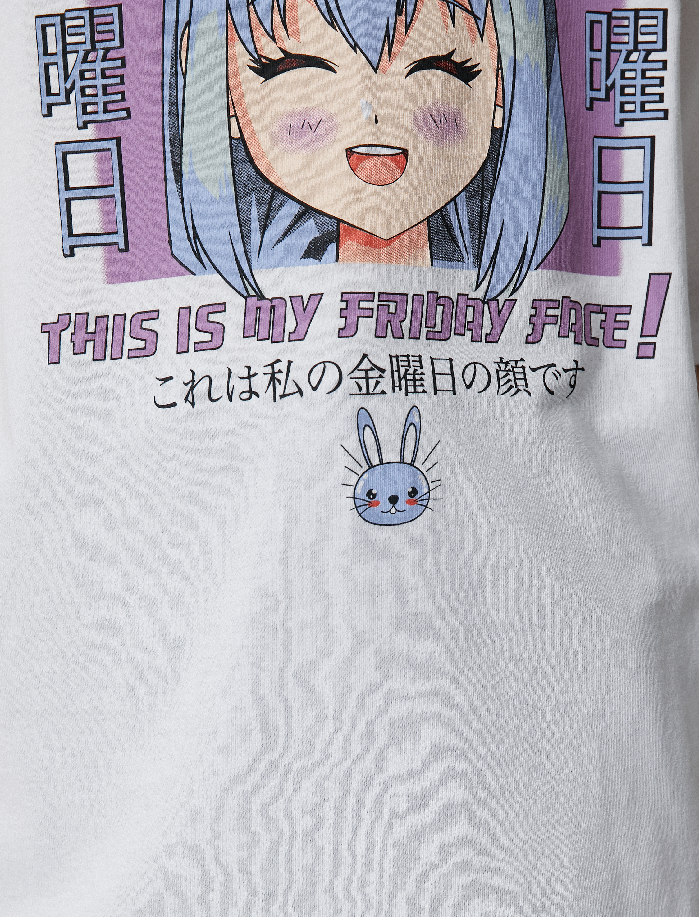   Anime Tişört Oversize Kısa Kollu Bisiklet Yaka Rahat Kesim