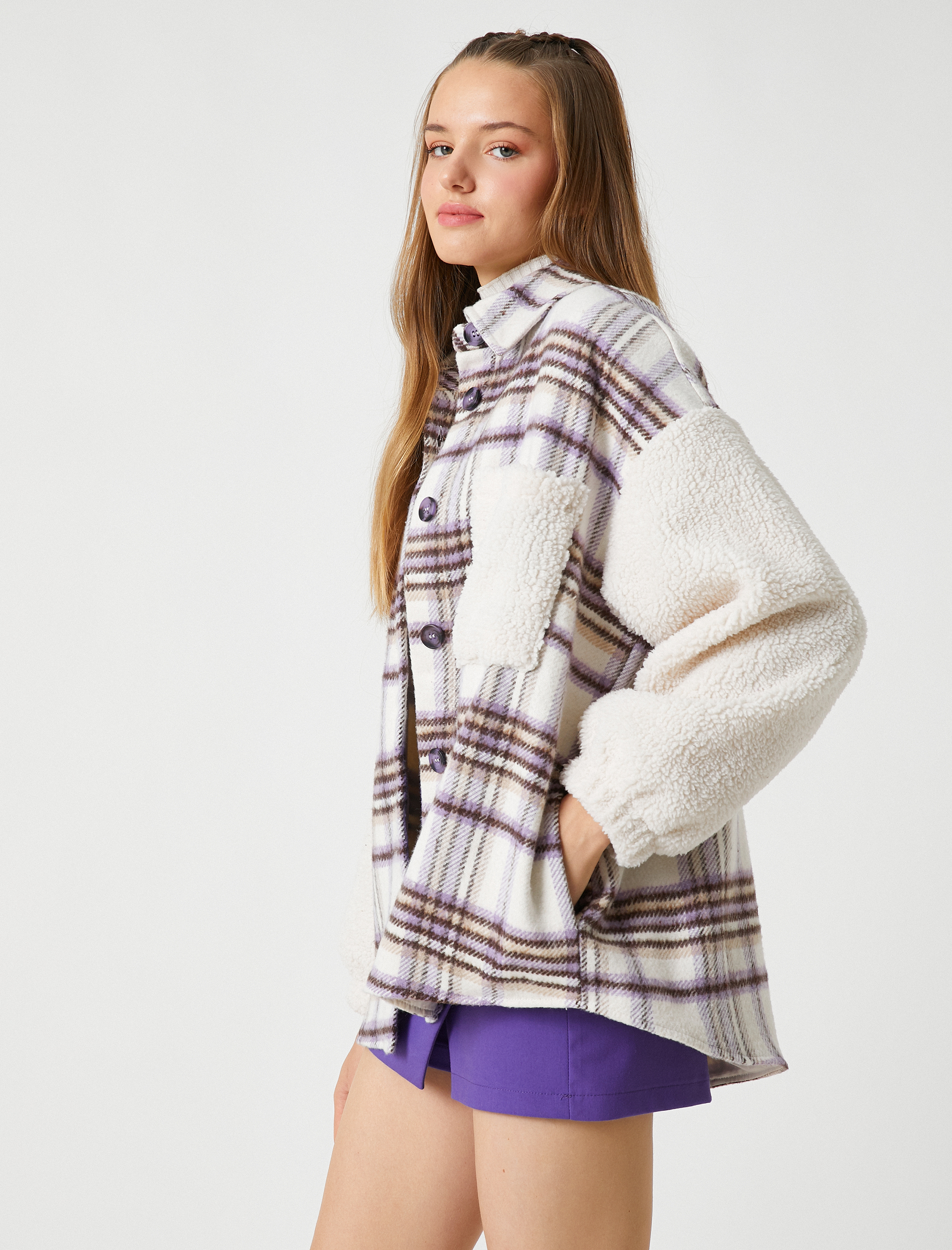   Oduncu Gömlek Ceket Oversize Detaylı Cepli Düğmeli