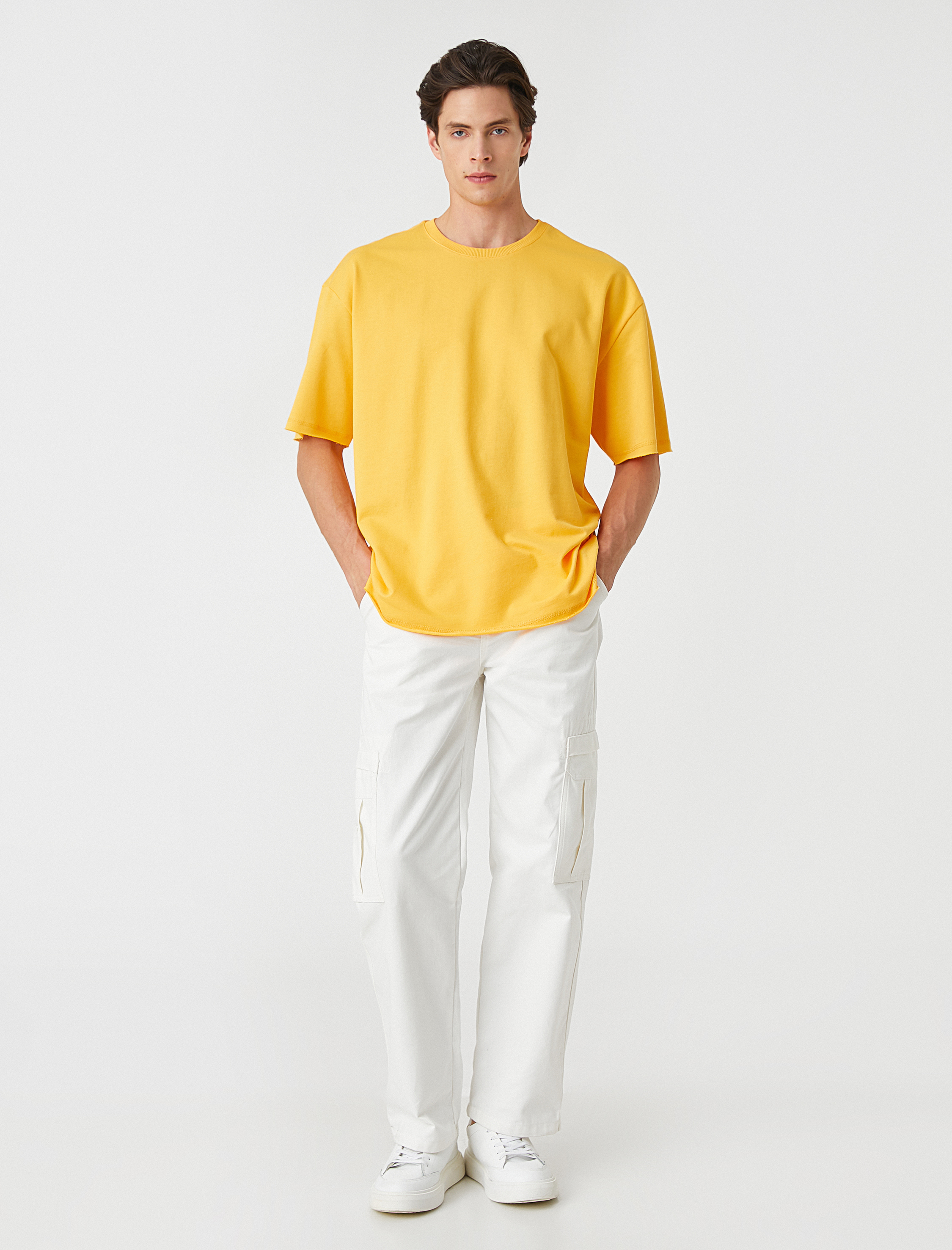   Basic Oversize Tişört Bisiklet Yaka Kısa Kollu