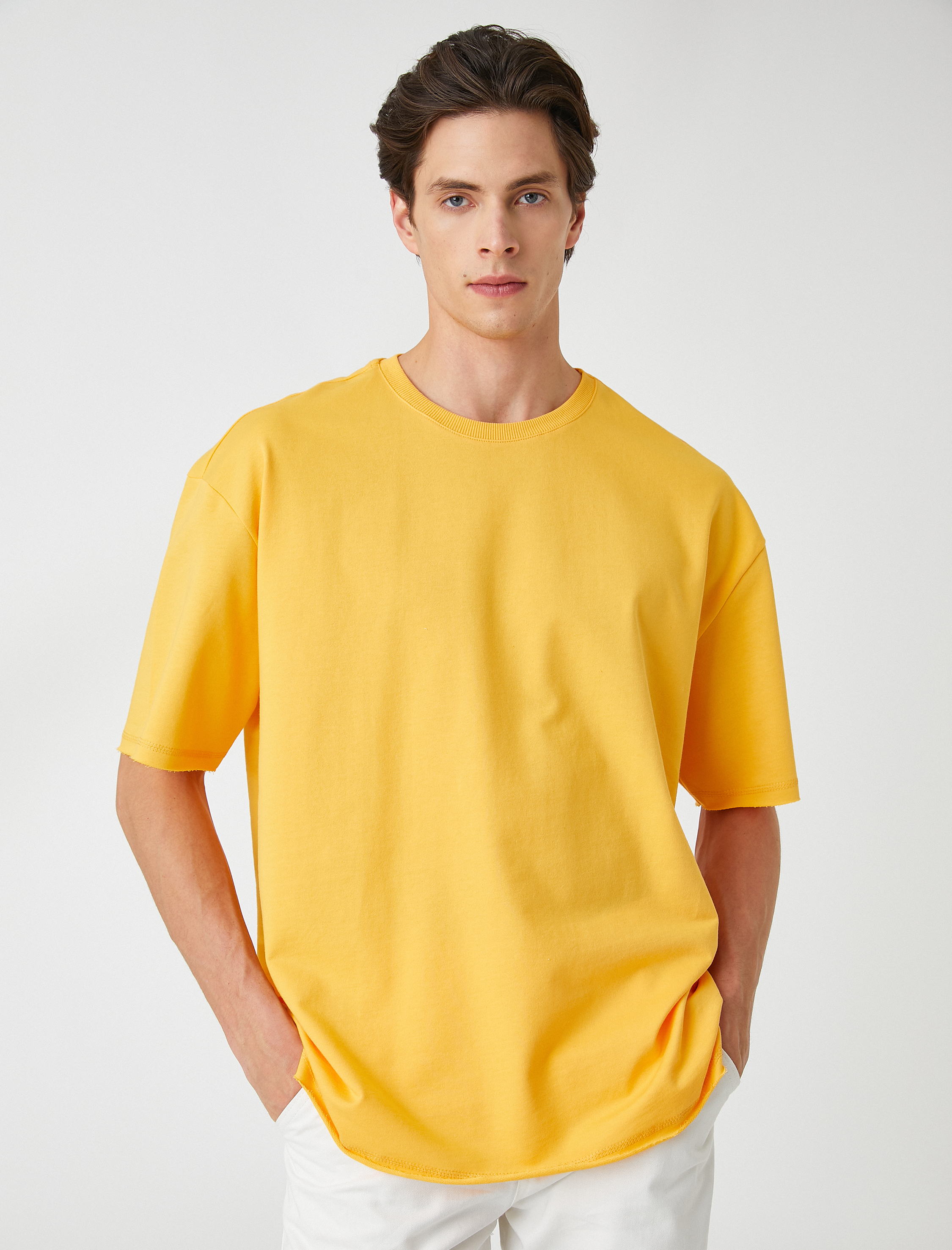   Basic Oversize Tişört Bisiklet Yaka Kısa Kollu