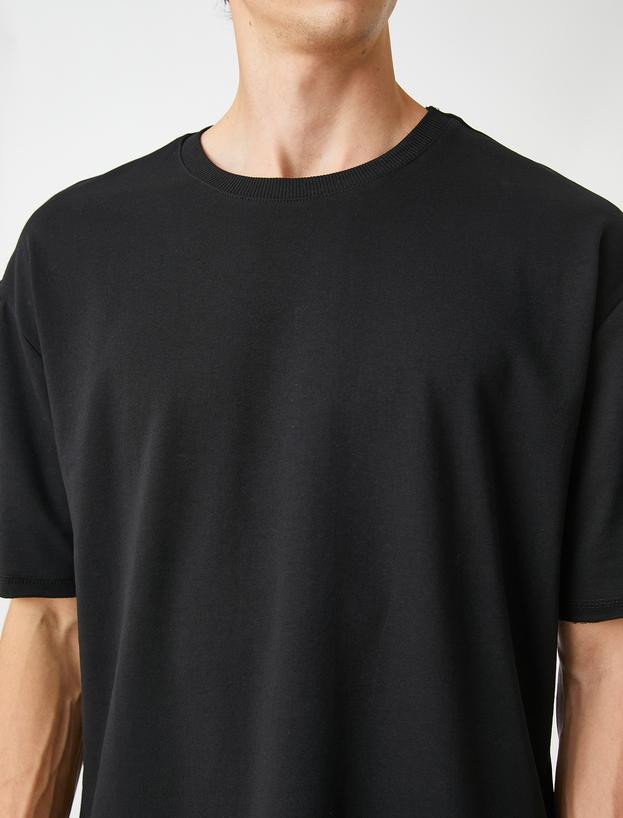   Basic Oversize Tişört Bisiklet Yaka Kısa Kollu