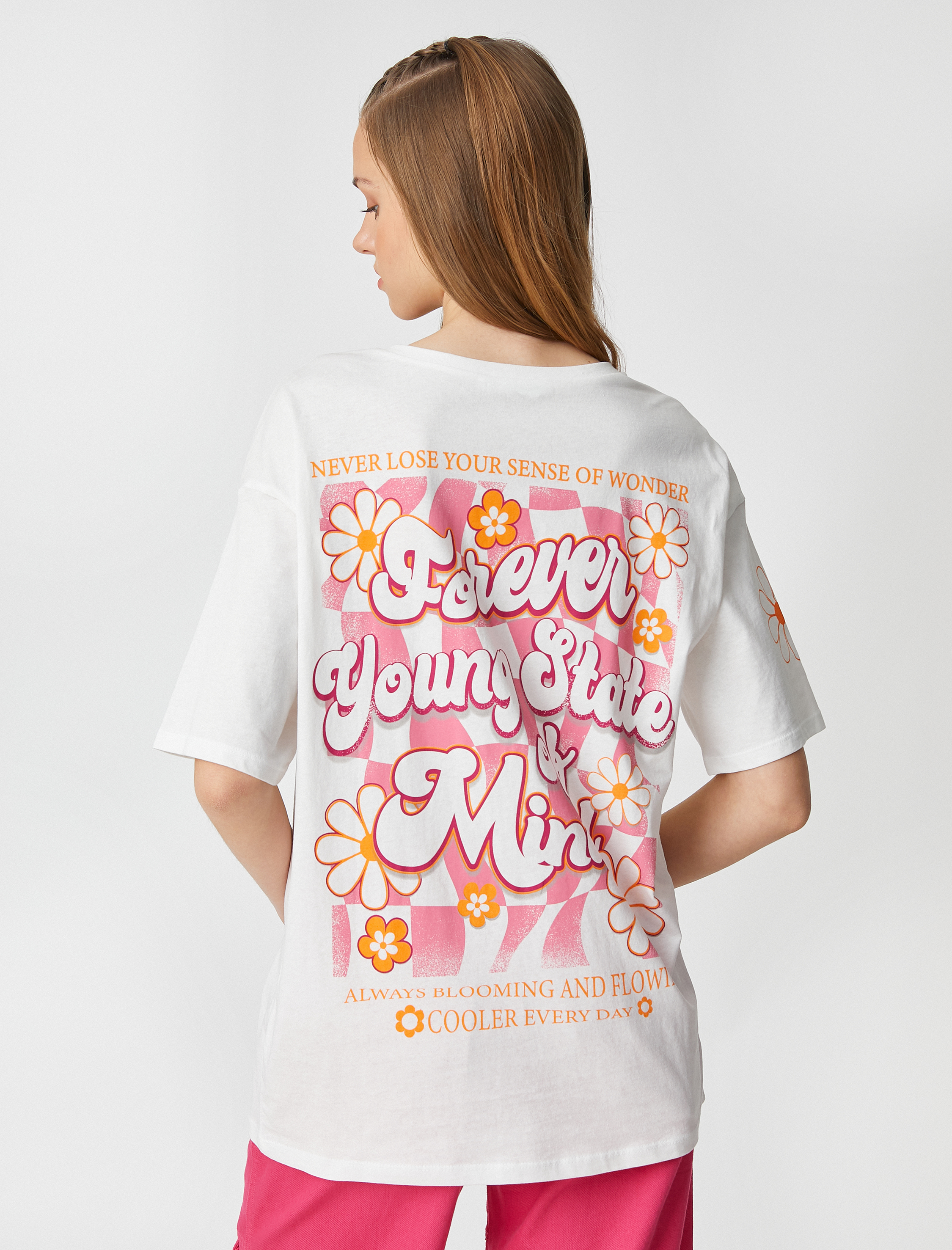   Sırt Baskılı Tişört Bisiklet Yaka Kısa Kollu