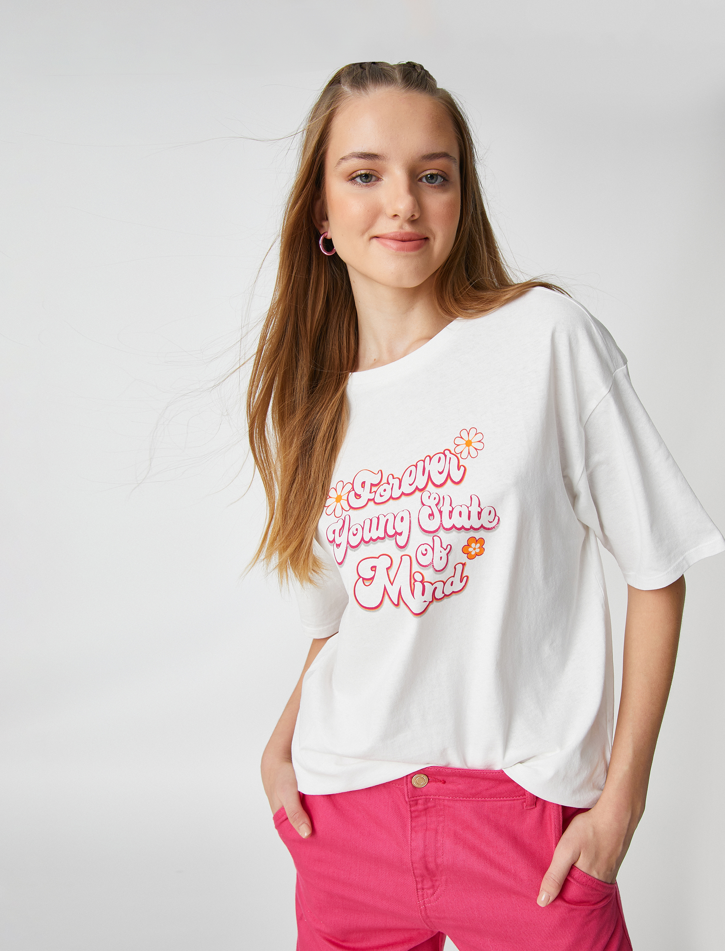   Sırt Baskılı Tişört Bisiklet Yaka Kısa Kollu