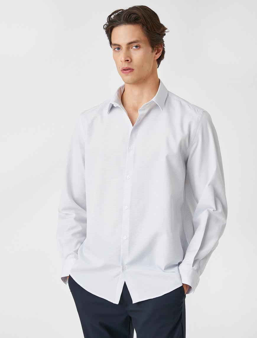   Basic Gömlek Klasik Manşet Yaka Uzun Kollu Non Iron