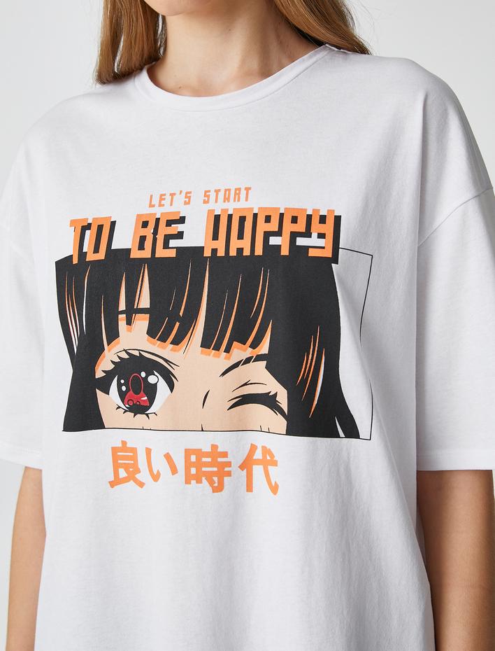  Anime Tişört Oversize Bisiklet Yaka Kısa Kollu