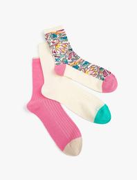 3'lü Çiçekli Soket Çorap Seti