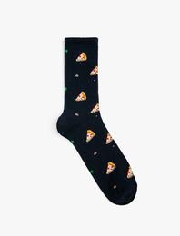Pizza Desenli Soket Çorap