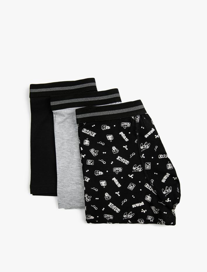  3'lü Pamuklu Boxer Seti Oyun Baskılı