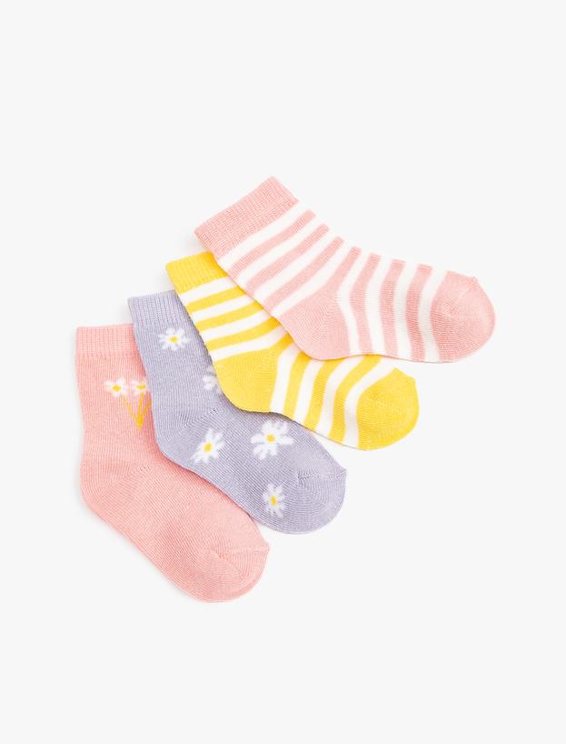  Kız Bebek 4'lü Baskılı Çorap Paketi