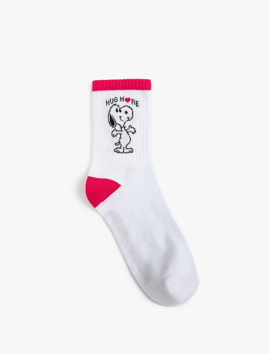  Kadın Snoopy Soket Çorap Lisanslı İşlemeli