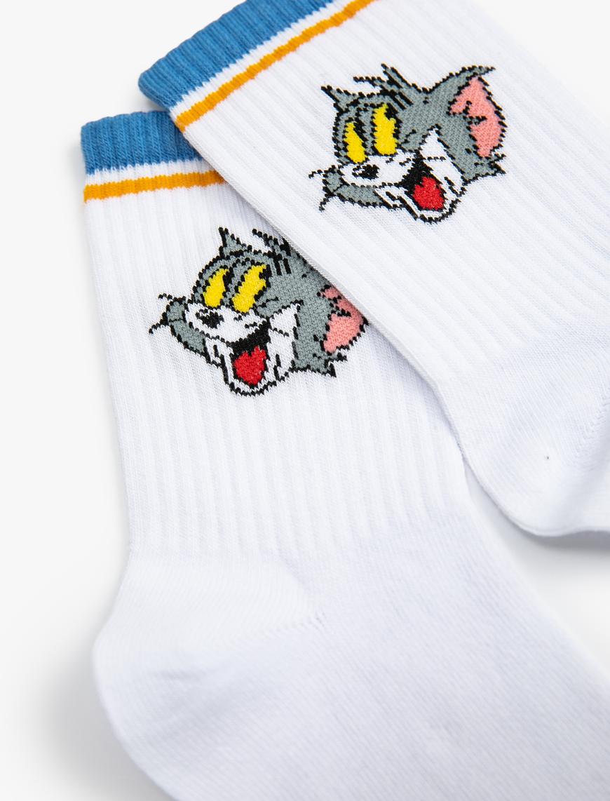  Kadın Tom ve Jerry Soket Çorap Lisanslı İşlemeli